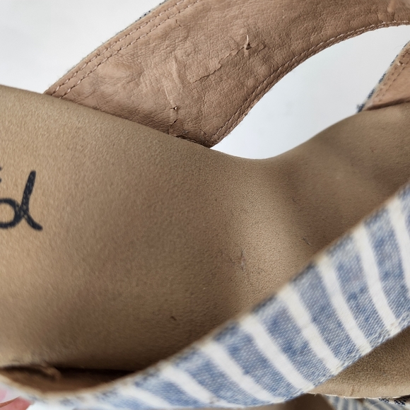 Splendid Kalypso denim chambray and white stripe wedge sandals size 8.5 - Picture 9 of 15